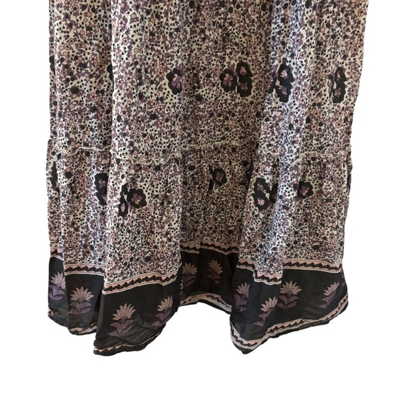 Natural Life Floral Tiered Midi / Maxi Dress XS / S Boho Festival Purple / Black - Picture 5 of 11